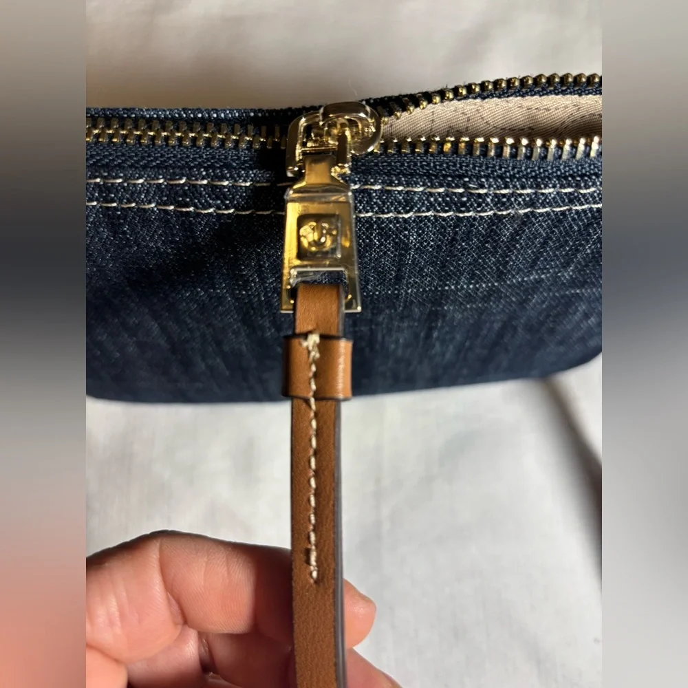 True Religion Denim Wristlet • Red Accents • Y2K Streetwear • Signature Stitchin